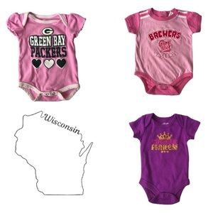 Bundle of 3 Infant Bodysuits for the Wisconsin Fan